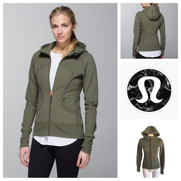 lululemon athletica Tops - Lululemon Scuba Hoodie II Heathered Fatigue Green Full Zip Scuba Sweater Cotton